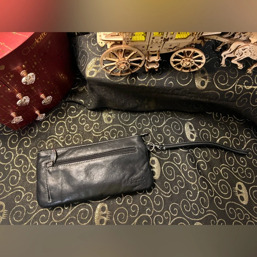 Tignanello Black Leather Clutch Wristlet